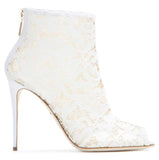 Lace and Mesh Peep Toe Ankle Boots - Black, Red or White