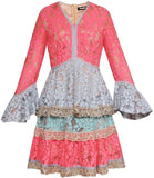 Multi Colored Bell-Sleeve Top and Skirt Set