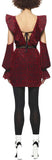 Red V-Neck Frill Mini Dress