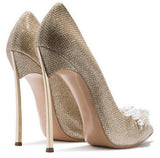 Blade Embellished Pumps - Gold or White/Silver