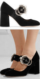 Imitation Pearl Buckle Pump, Black