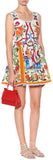 'Majolica' Print Sleeveless Mini Dress