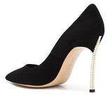 Faux Pearl High Heel Pumps - Black, Red or Nude