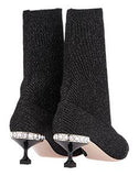 Lurex Knit Booties with Glitter Toecap - Grey or Black