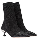 Lurex Knit Booties with Glitter Toecap - Grey or Black