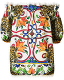 'Majolica' Leopard Print Blouse