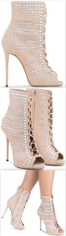 'Kaylee‰۪ Pink Suede Boots With Crystals