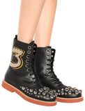 Embellished Leather Ankle Boots