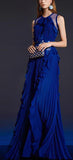 Blue Sleeveless Pleated Gown