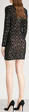 Black Zip Front Sequinned Mini Dress