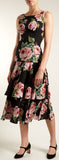 Dropped-Waist Rose-Print Dress