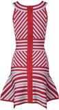 Striped Halter-Neck Flared-Hem Mini Dress