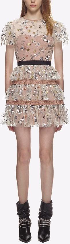 Star Mesh Tiered Dress