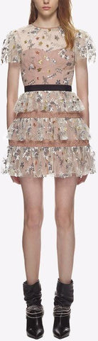 Star Mesh Tiered Dress