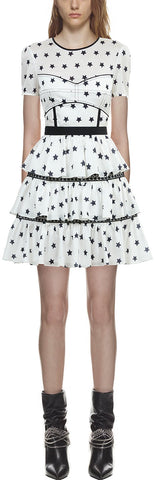 Star Printed Tiered Dress