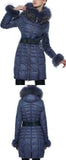 Fur-Trim Paneled Puffer Coat, Blue