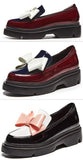 Patent Leather Bow Platform Loafers - Burgundy or Black