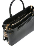 The Medium Banner in Leather and House Check Handbag- Black, Pink, Wine Red, Grey, Yellow, Brown, Red