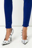 Polka Dot Knife Pumps, White & Black