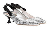 Glitter Pumps with Bow - Silver or Blue