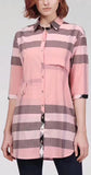 Check Print Half-Sleeve Shirt, Pink | DESIGNER INSPIRED FASHIONS