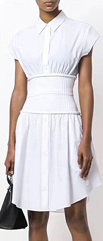 Flared Shirt-Dress, White