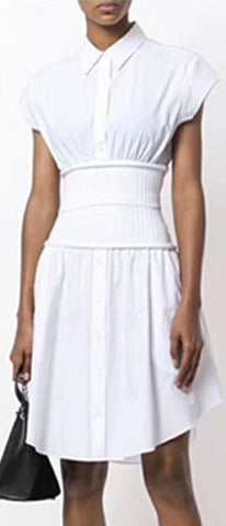 Flared Shirt-Dress, White