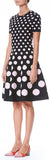 Polka-Dot Short-Sleeve Fit-and-Flare Knit Dress