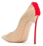 Blade Fringe Trim Pumps - Nude, Black or White