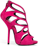 Suede Cut-Out Sandals - Mustard/Yellow, Black or Fuchsia Pink
