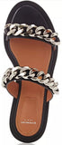 Chain-Embellished Leather Slide Sandals | DESIGNER INSPIRED FASHIONS