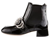 Embellished Patent Bootie, Black