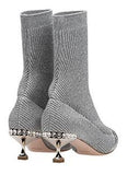 Lurex Knit Booties with Glitter Toecap - Grey or Black