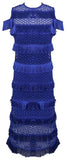 Blue Fringe Cold-Shoulder Dress