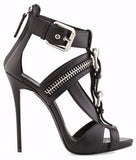 Buckled T-Strap Biker Sandal - White or Black