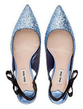 Glitter Pumps with Bow - Silver or Blue