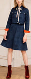 Matte Color-Contrast Jacket & Skirt Set