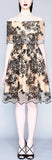 Off-the-Shoulder Embellished Mesh-Overlay Dress