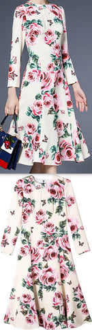 Rose & Butterfly Print Dress