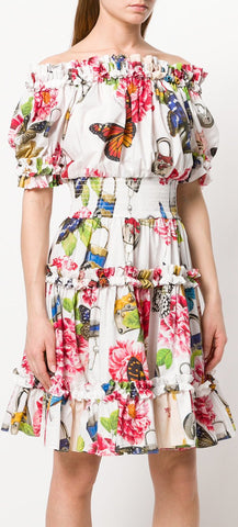 Shirred Butterfly Dress