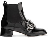 Embellished Patent Bootie, Black