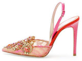 Jeweled Lace Halter Pump
