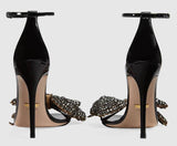 Patent Leather Sandals with Crystal Bows