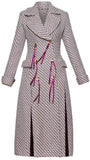 Ribbon-Embellished Print Trench Coat