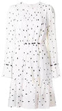 Spot Print Pintuck Silk Crepe Peplum Dress