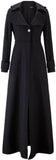 Long Wool-Blend Single-Button Coat - Black, Green, Blue or Red