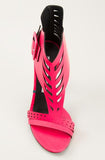 Perforated High-Heel Sandals - Fuchsia Pink or Yellow