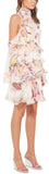 Magnolia Print Cold-Shoulder Dress