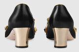 Leather and GG Supreme Mid-Heel Pump
