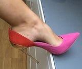 Color Block Pumps - Green & Blue or Red & Pink